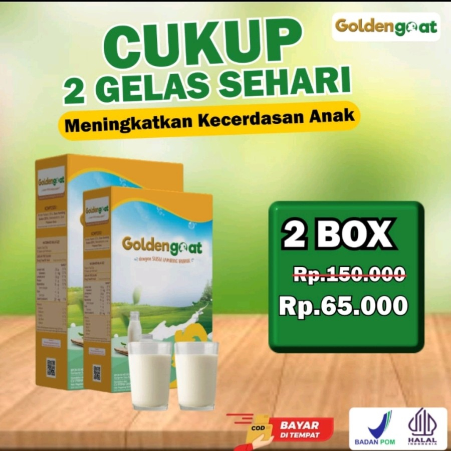 

(Paket 2 box) Susu Golden goat susu kambing etawa bernutrisi untuk kecerdasan anak 200gr
