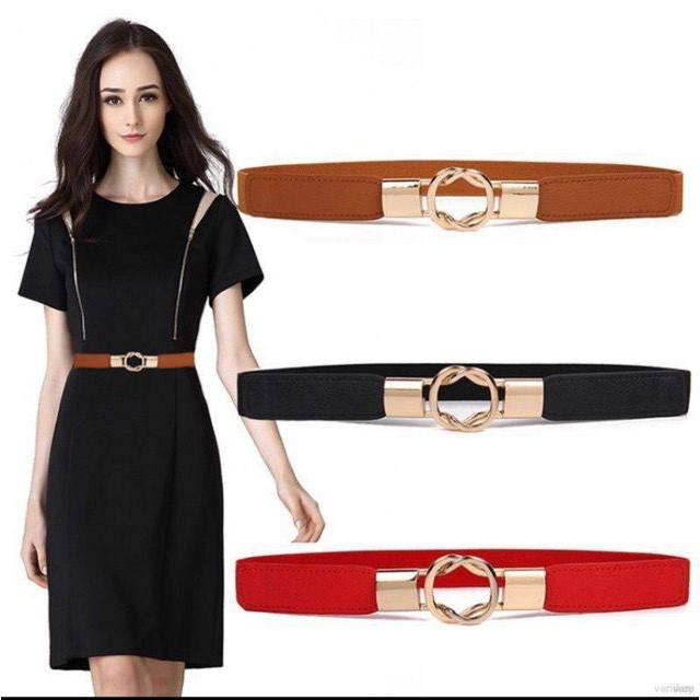 Ikat Ban Pinggang Wanita Elastis Obi Korea Fashion Belt Sabuk Gesper Karet O2 Import