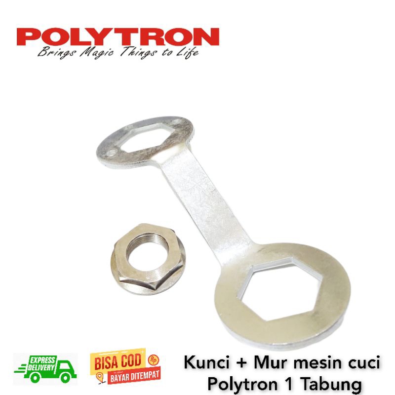 Set Kunci + Mur Gearbox mesin cuci Polytron 1 Tabung