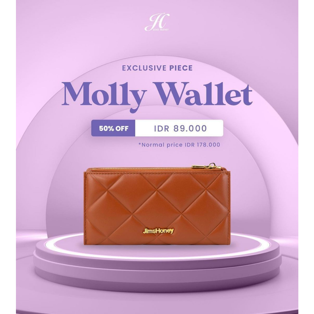 Jimshoney Molly wallet/ dompet panjang lipat terbaru import diskon promo muat hp bisa cod