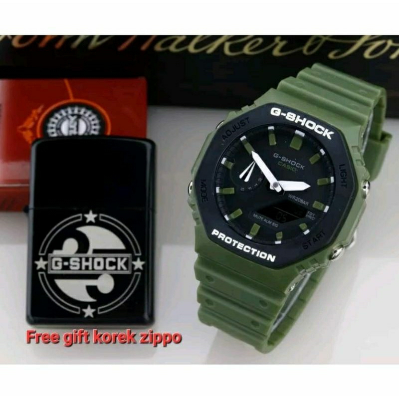 Free Korek Zippo!!! Jam Tangan GA2100 Casio Gshock Pria Terlaris Water Resistance Kasual Outdoor