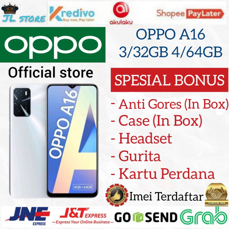 OPPO A16 4/64GB RAM 4GB ROM 64GB GARANSI RESMI OPPO INDONESIA