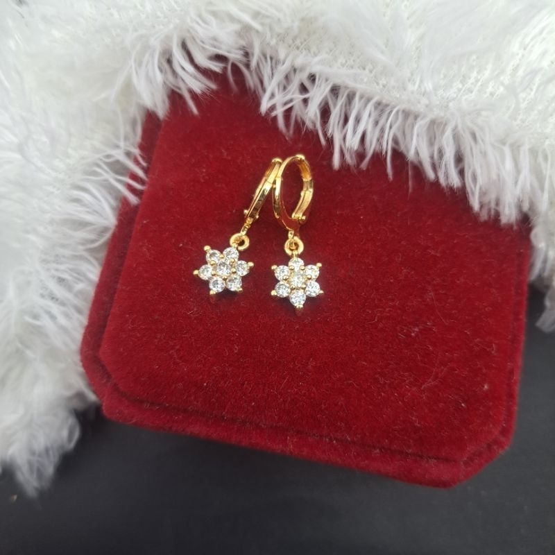 Anting jepit salju dewasa lapis emas anti karat Model bintang korea COD