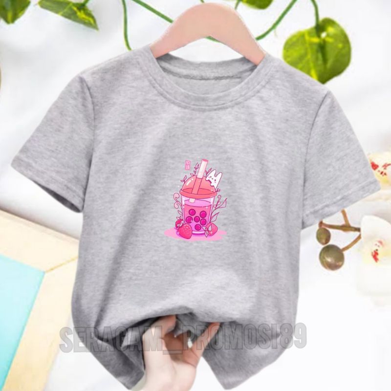 Atasan Baju Kaos Anak Perempuan Motif BOBA 2-10 Tahun / Kaos Pendek Katun Anak Perempuan / Kaos Anak Lucu / Kaos Anak Bahan Adem