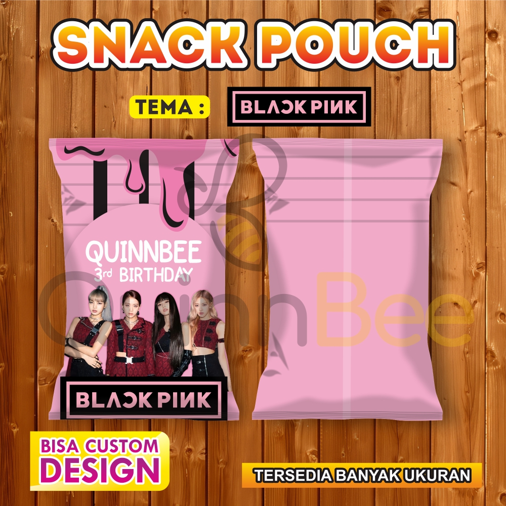 Snack Pouch Jumbo|Pouch Ultah|Kemasan Snack Ulang Tahun|Birthday Snack Pouch (Gratis Design) - BLACK