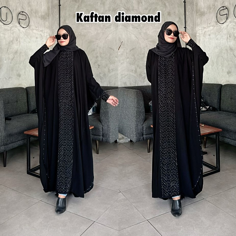 Abaya Kaftan Hitam Turkey Gamis Arab Saudi Dubai Kaftan Diiamond
