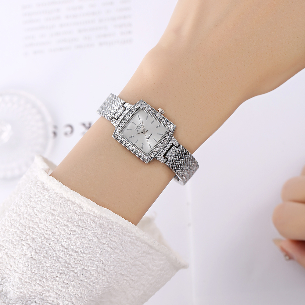 ✅COD Jam Tangan Fashion Wanita Analog Rantai Strap Emas Silver Dial Logam Fashion W257