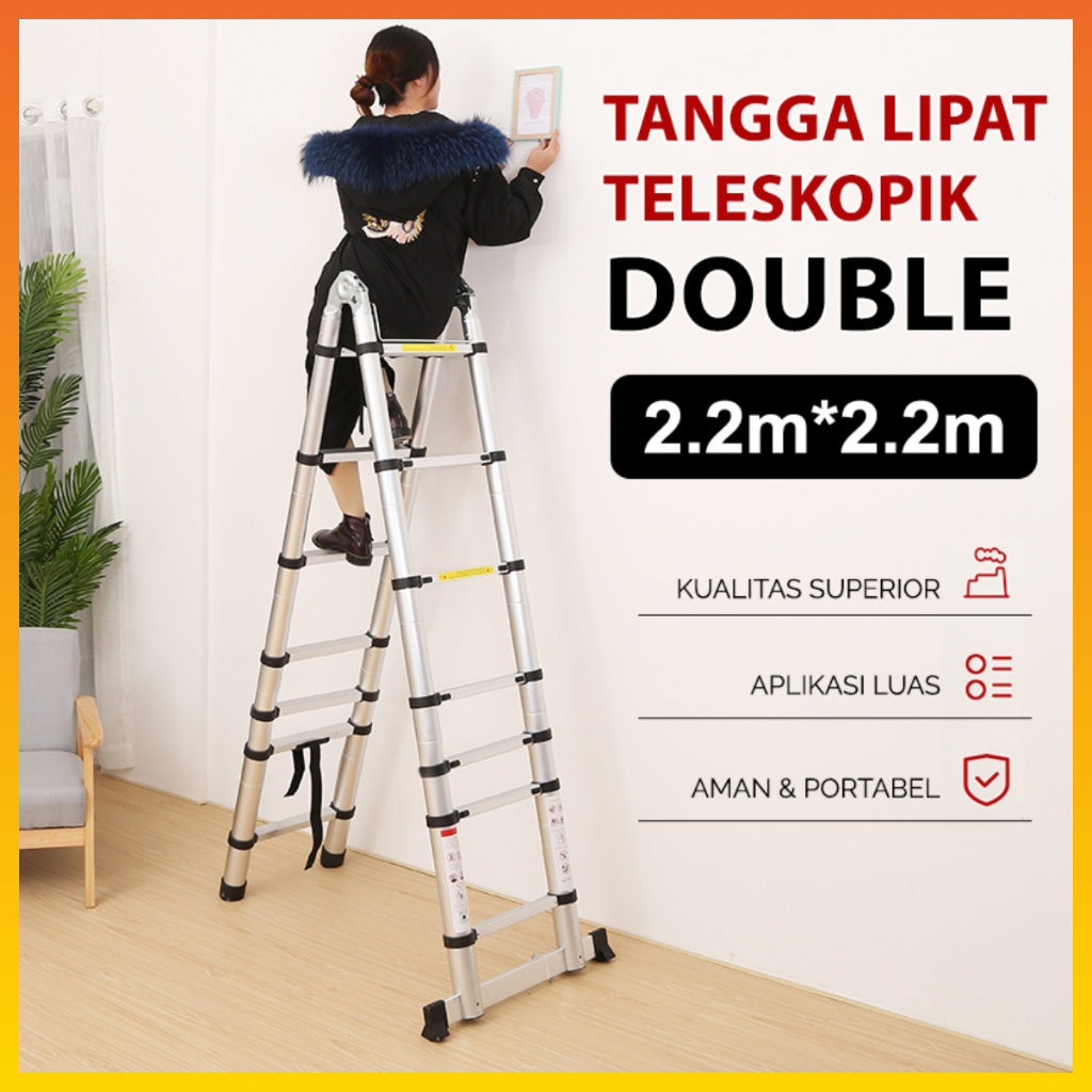 Tangga Lipat Teleskopik Double  Tangga Teleskopik Hight Quality Tidak Berkarat