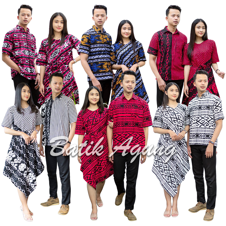 Baju Dress Batik Couple Keluarga Mama Papa Kondangan Pesta Pernikahan Kasual Formal Modern Terbaru