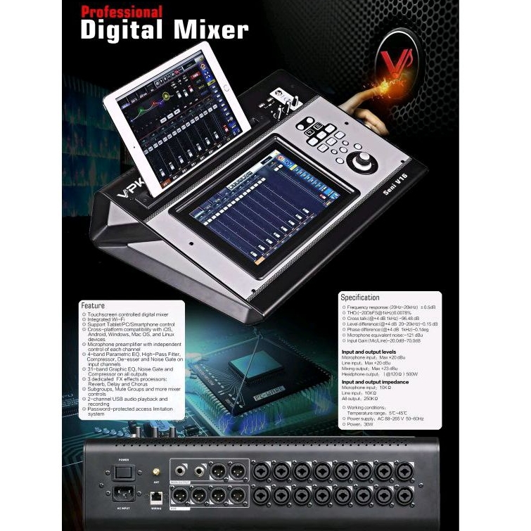 Mixer digital 16 channel VPK Seni V16 original mixer audio touch screen digital 16 channel