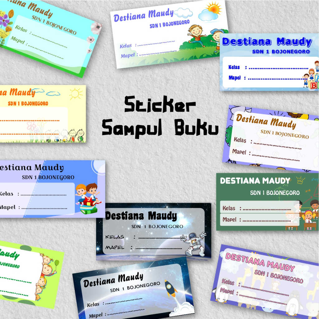 

( isi 10 pcs )Sticker sampul buku Custom/sticker buku/sticker buku tulis/sticker mapel