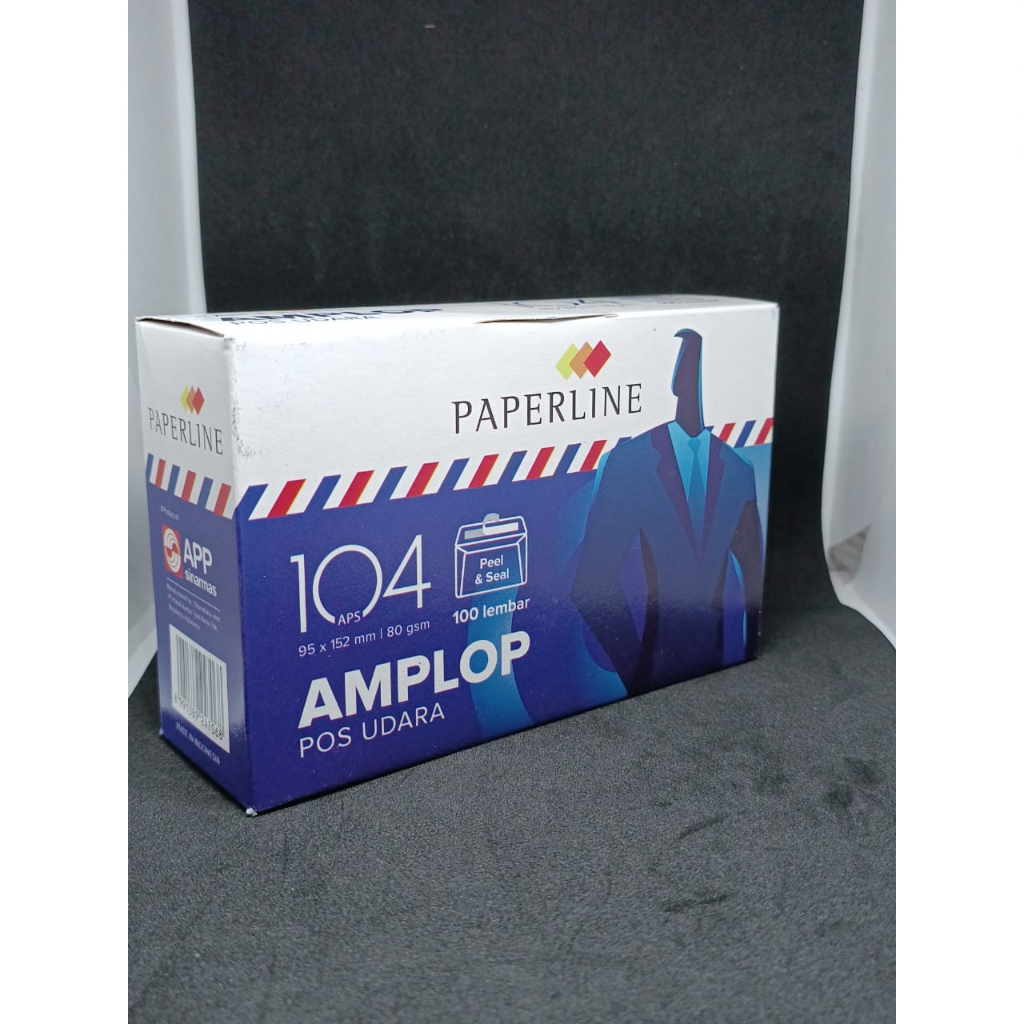 AMPLOP 104 AIR MAIL BERLEM BERGARIS PUTIH MERAH DAN BIRU MEREK PAPERLINE 1 PAK ISI 100 PCS