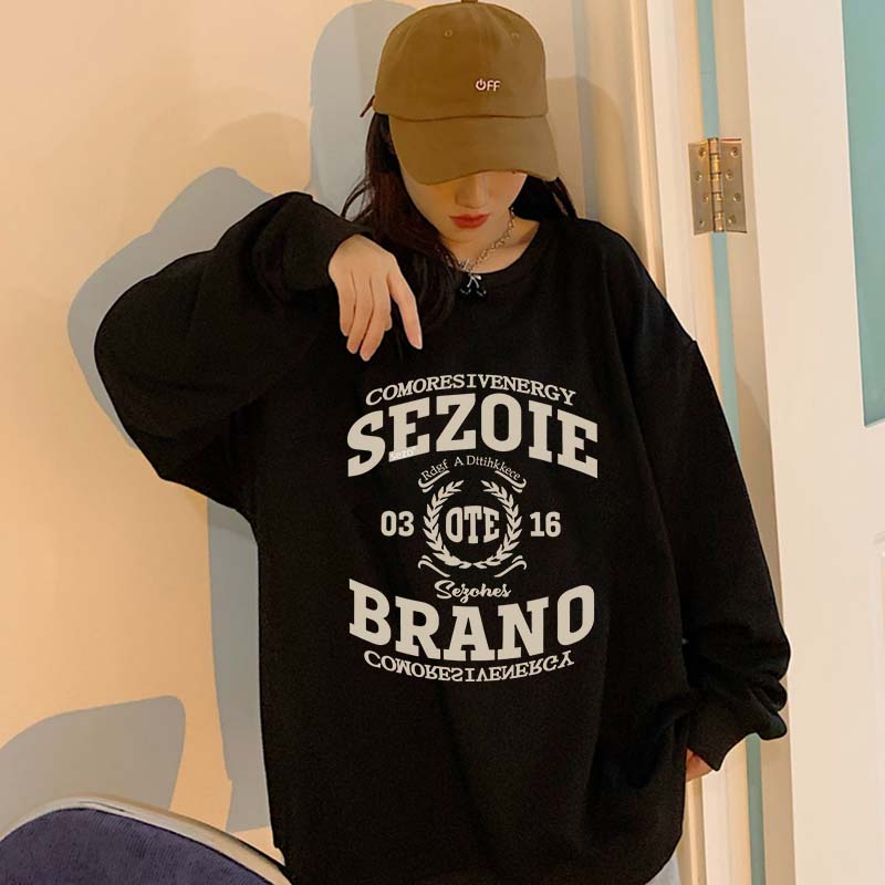 Sweater Oversize Cartoon Letter / Sweater Hitam