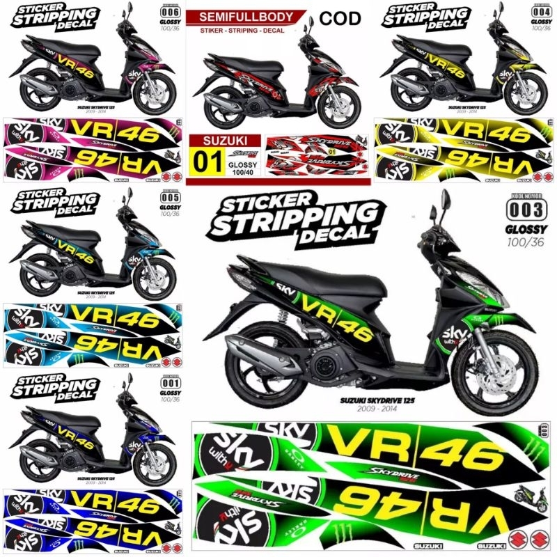 (Bisa COD) Stiker skydrive 125 R / striping Suzuki skydrive / Lis motor aksesoris body skywave 125