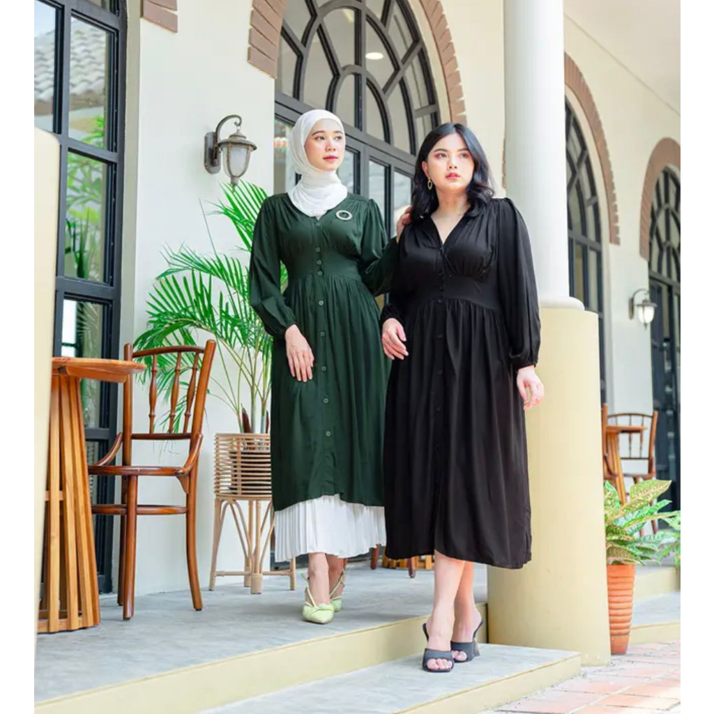 JORINA DRESS MIDI GAMIS DRES WANITA MUSLIMAH AIRFLOW CRINCKLE CRINCLE TERMURAH BTCSOLO