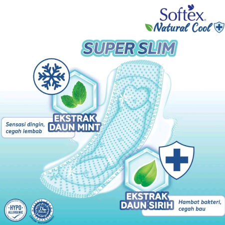 Softex Natural COOL Slim 36cm 8 pads pembalut wanita sensasi mint dingin night wing malam (no.256)