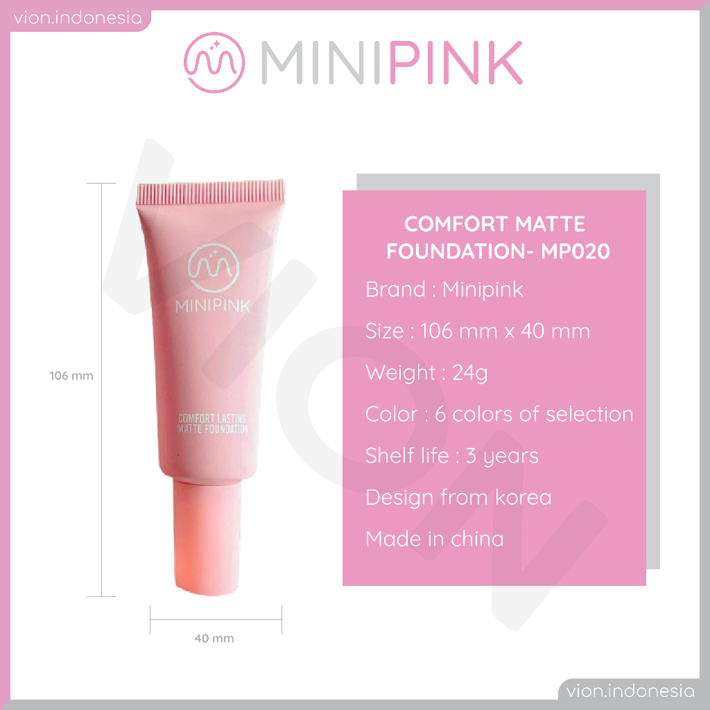 MINIPINK Foundation Comfort Long Lasting Matte Foundation All Day 6 Colors MP020