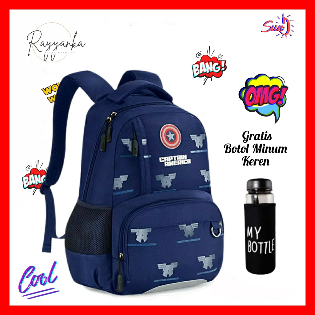 Tas Ransel Anak Laki Laki Untuk Sekolah Sd Smp Motif Spdermnn Gratis Botol Minum Keren