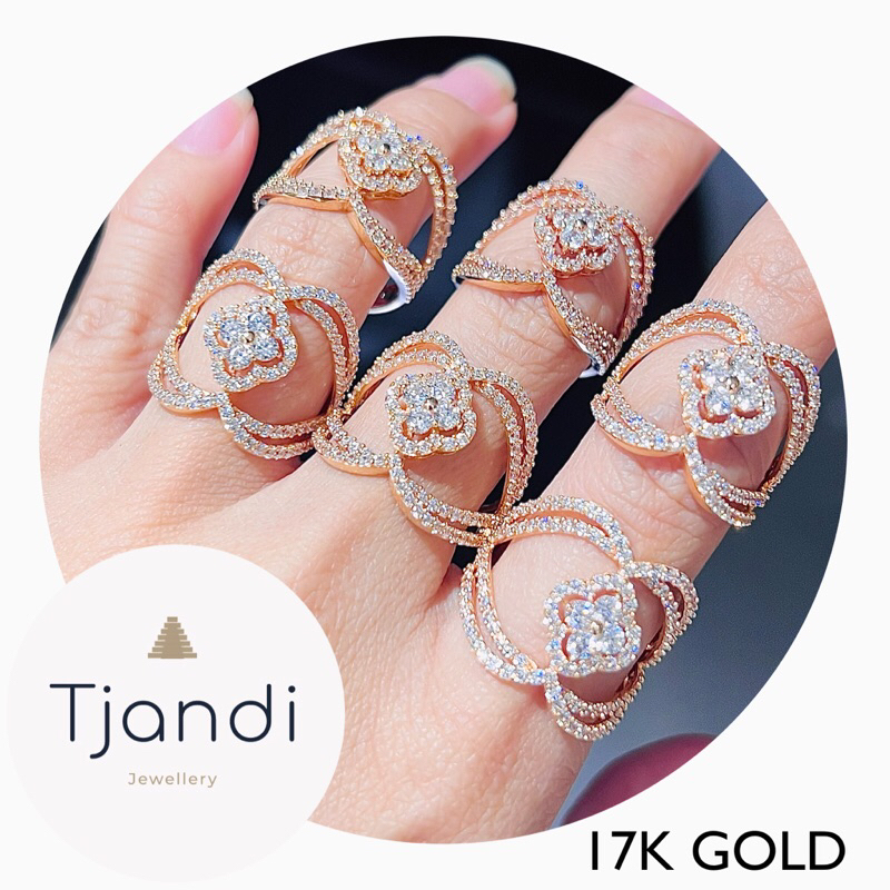 Cincin Emas 17K Model Bunga