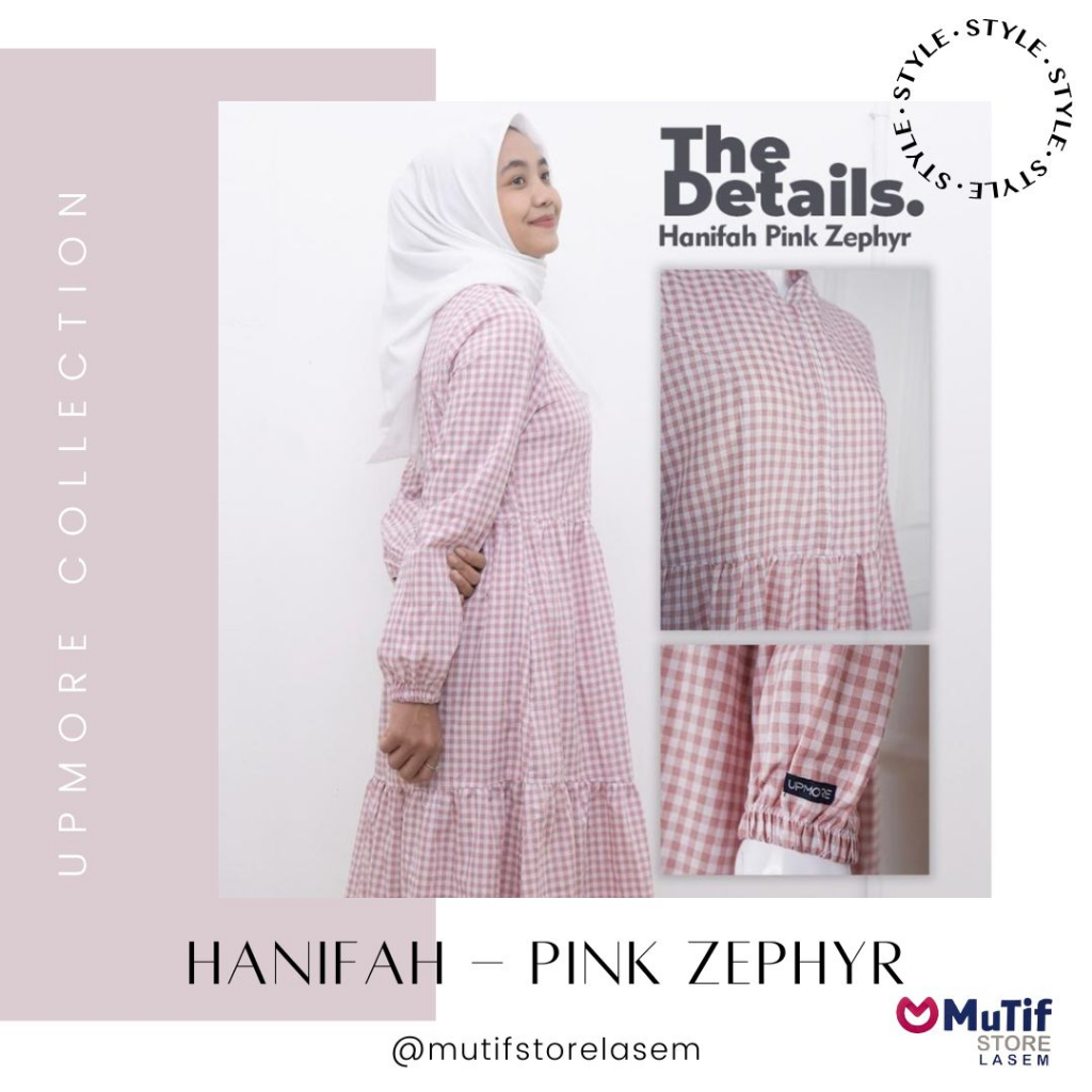 UPMORE DRESS HANIFAH PINK ZHEPHYR - GAMIS KATUN DEWASA REMAJA ELEGAN SIMPLE BAJU KEKINIAN HANGOUT CO