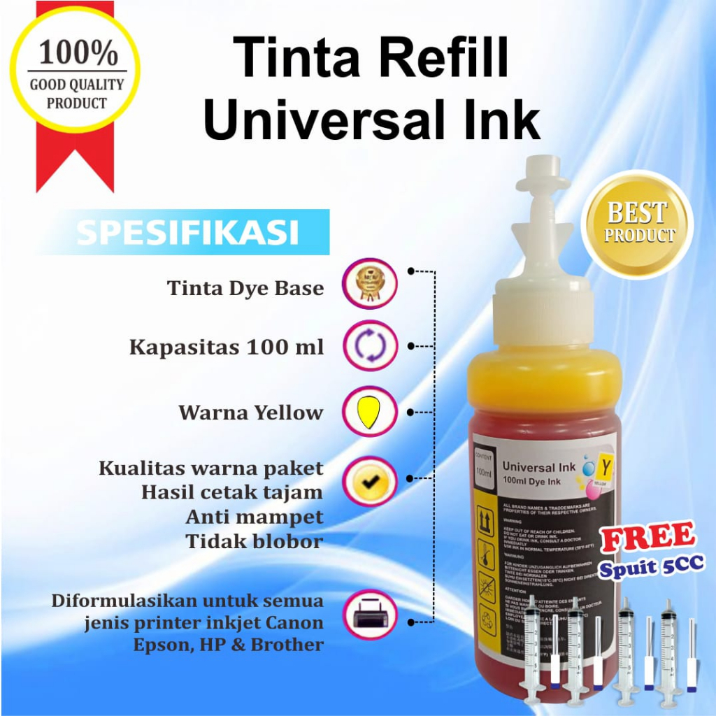 Tinta Refill Universal Cartridge Printer HP 678 680 802 803 46 682 + Spuit