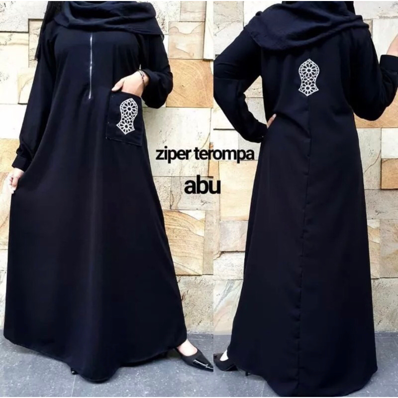 ABAYA BORDIR MUSLIM TEROMPAH ABU (BUSUI)