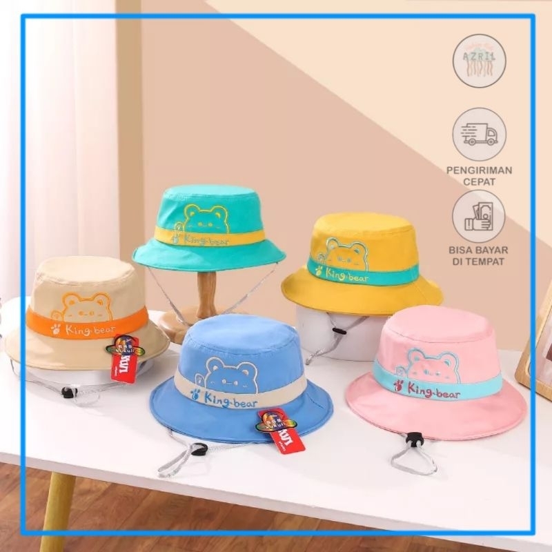 Topi Bucket Anak Bordir King Bear Laki Laki Perempuan