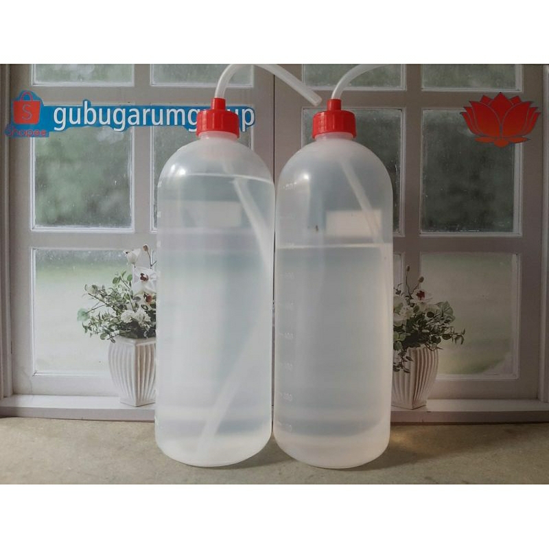 Botol selang wadah absolute alkohol pelarut parfum 1L botol plastik ukuran 1000ml atau 1 liter