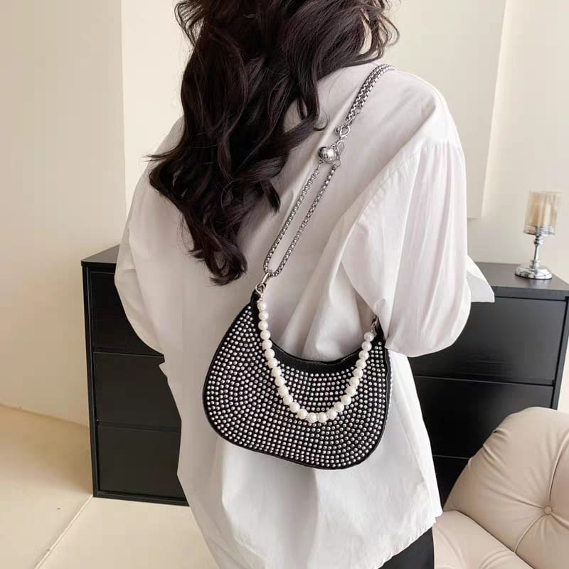 GROSIRTAS LV0300 Tas Slempang Wanita Manik Manik Import Fashion / Tas Bahu / Tas Pesta Blink Blink