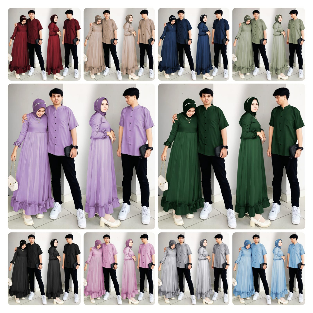 CP MARHABAN FASHION PAKAIAN PASANGAN COUPLE KEMEJA COWO DAN GAMIS MAXY CEWE JCHM