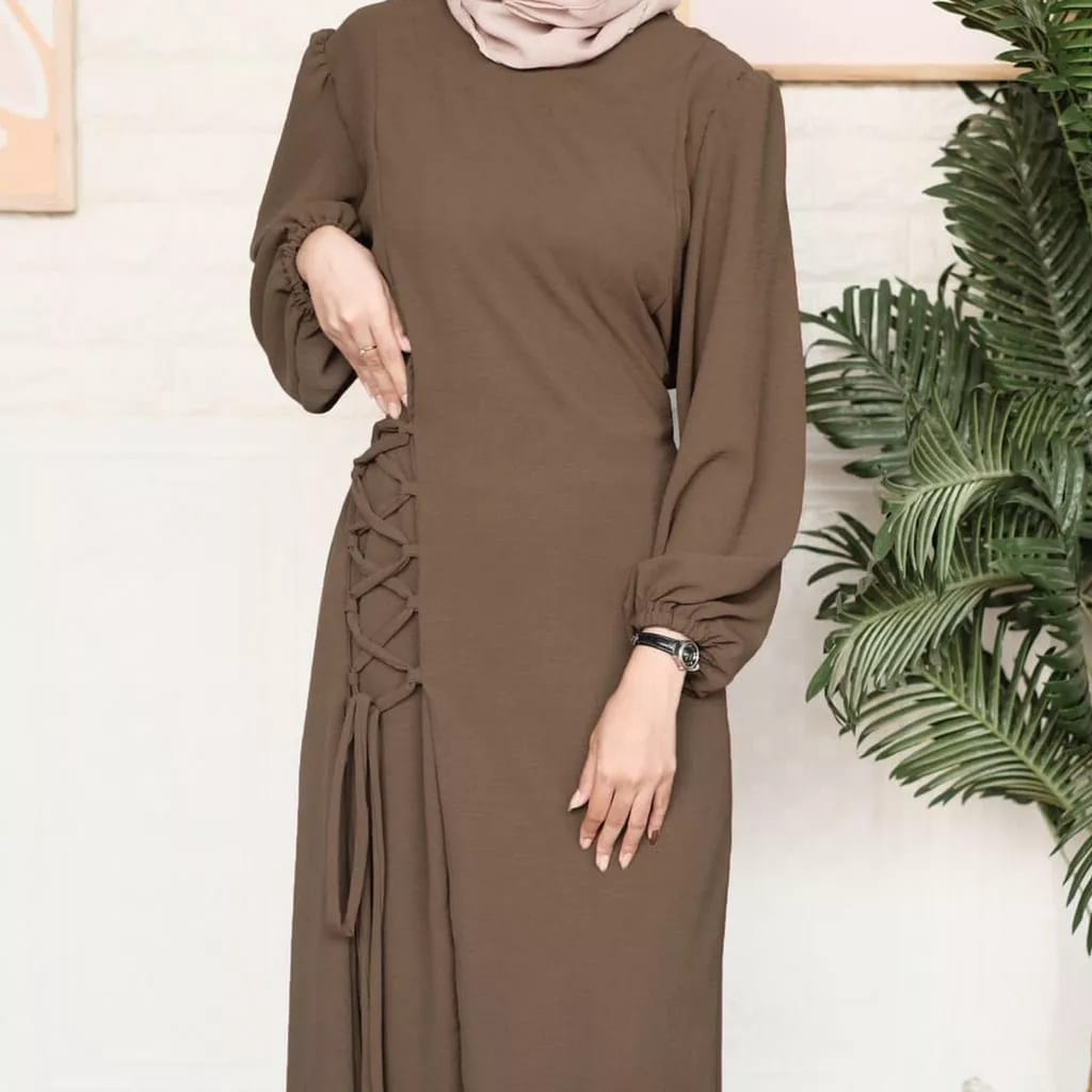 MARTHA GAMIS MAXI TALI SERUT LONG DRESS ATASAN WANITA CRINCLE AIRFLOW PREMIUM (AMD)