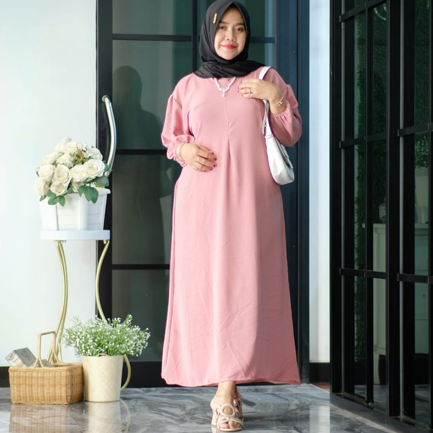 Fathia Dress 7/8 / Dress Gamis Busui Ld 124Cm / Midi Dress Wanita Muslim Terbaru