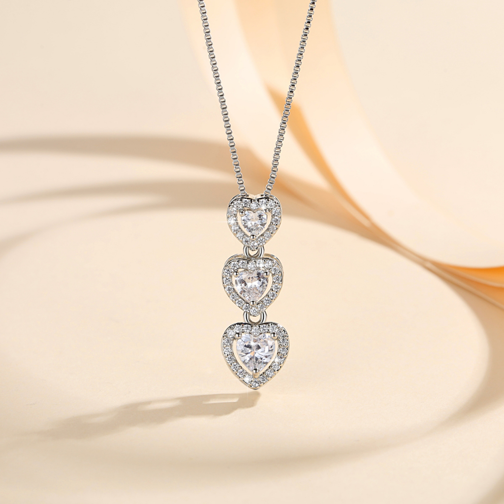 Y048 [COD✔] Kalung Cinta Batu Permata Liontin Hati Wanita Kalung Wanita Anti Karat Liontin Aksesoris