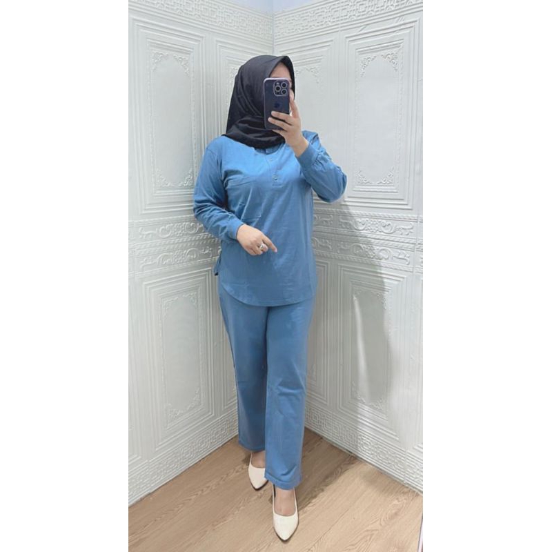 POJEE - One Set Oval Polos Bahan Katun Combed 20s Premium Setelan Wanita Dewasa Formal Terlaris