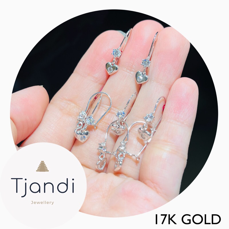 Anting Emas Putih 17K Model Love
