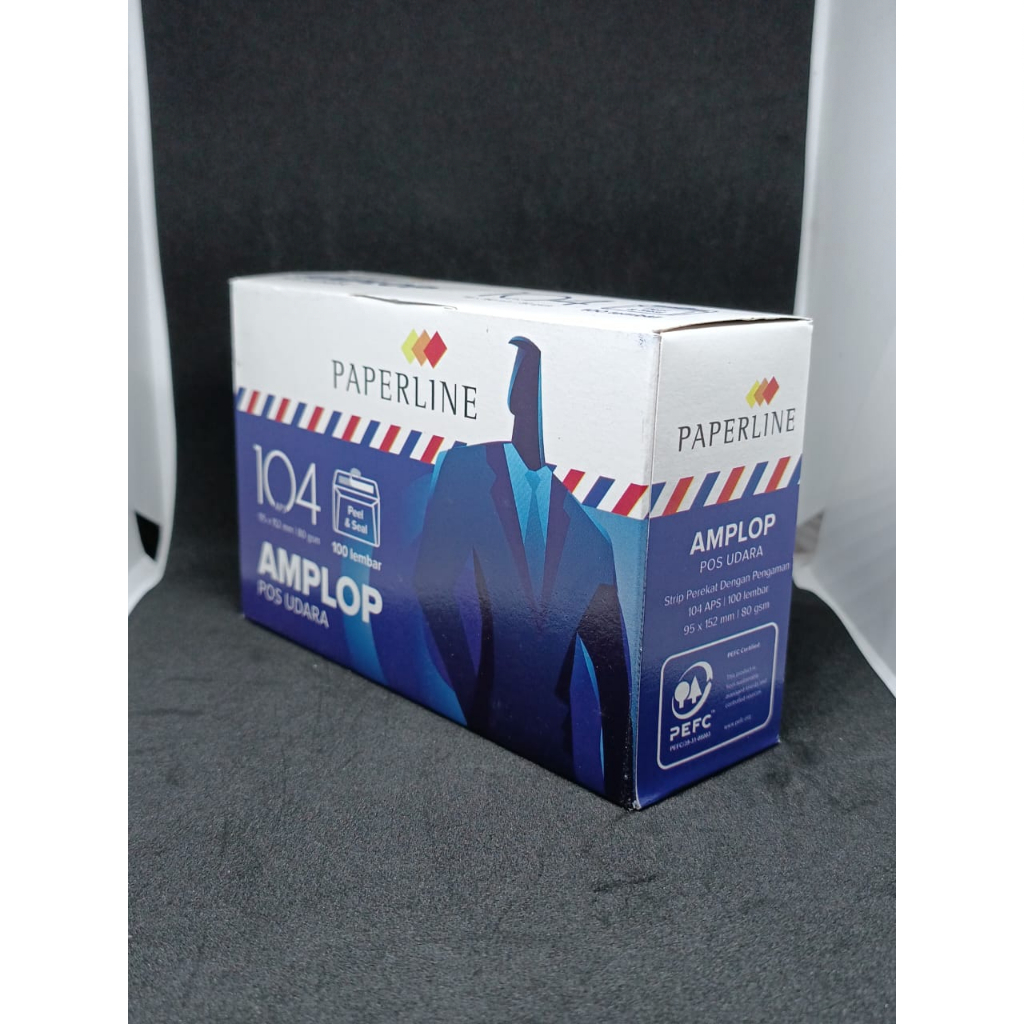 AMPLOP 104 PAPERLINE AIRMAIL BERGARIS BIRU MERAH PUTIH 1 PAK ISI 100 PCS