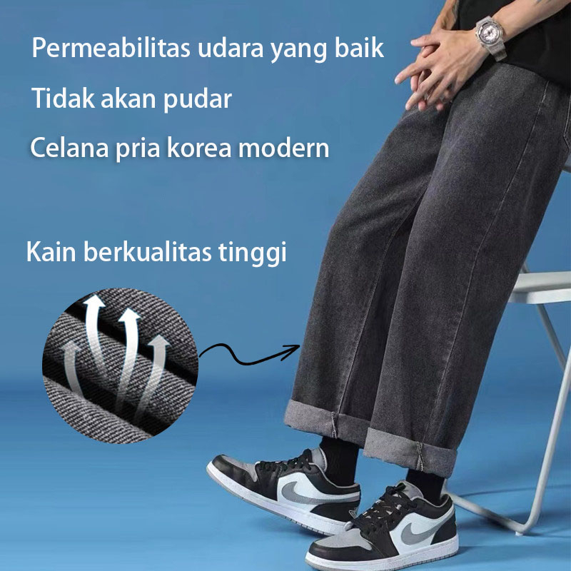 Celana Jeans Pria Celana Panjang Hitam Pria Dewasa Kulot Jeans Murah Denim Jumbo Korean Style Celana Anak Laki Laki Baggy Pants Straight Boyfriend Jeans Celana Jins