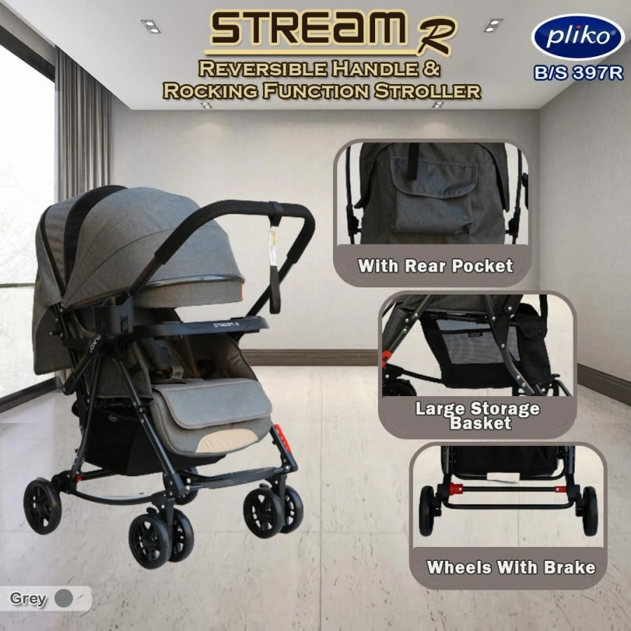 Stroller  Pliko Stream Reversible Stroller 387 kereta dorong anak bayi bisa Hadap Ibu BS387