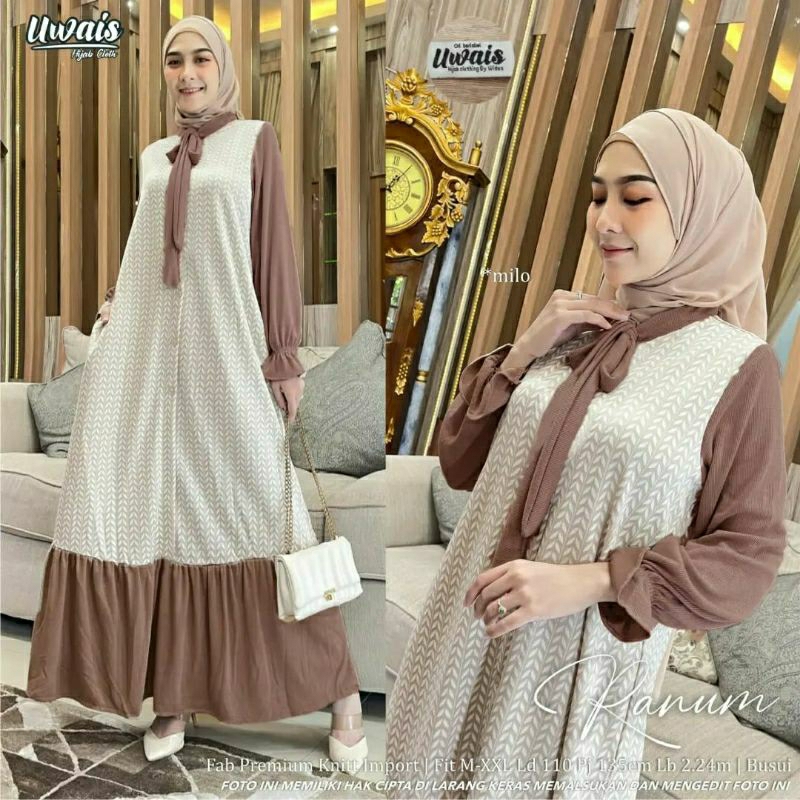 Ranum Maxy, GAMIS WANITA MUSLIM CANTIK MODIS FIT XXL LD 110-120 BAHAN PREMIUM KNIT IMPORT KANCING AKTIF TERMURAH OOTD KEKINIAN TERLARIS