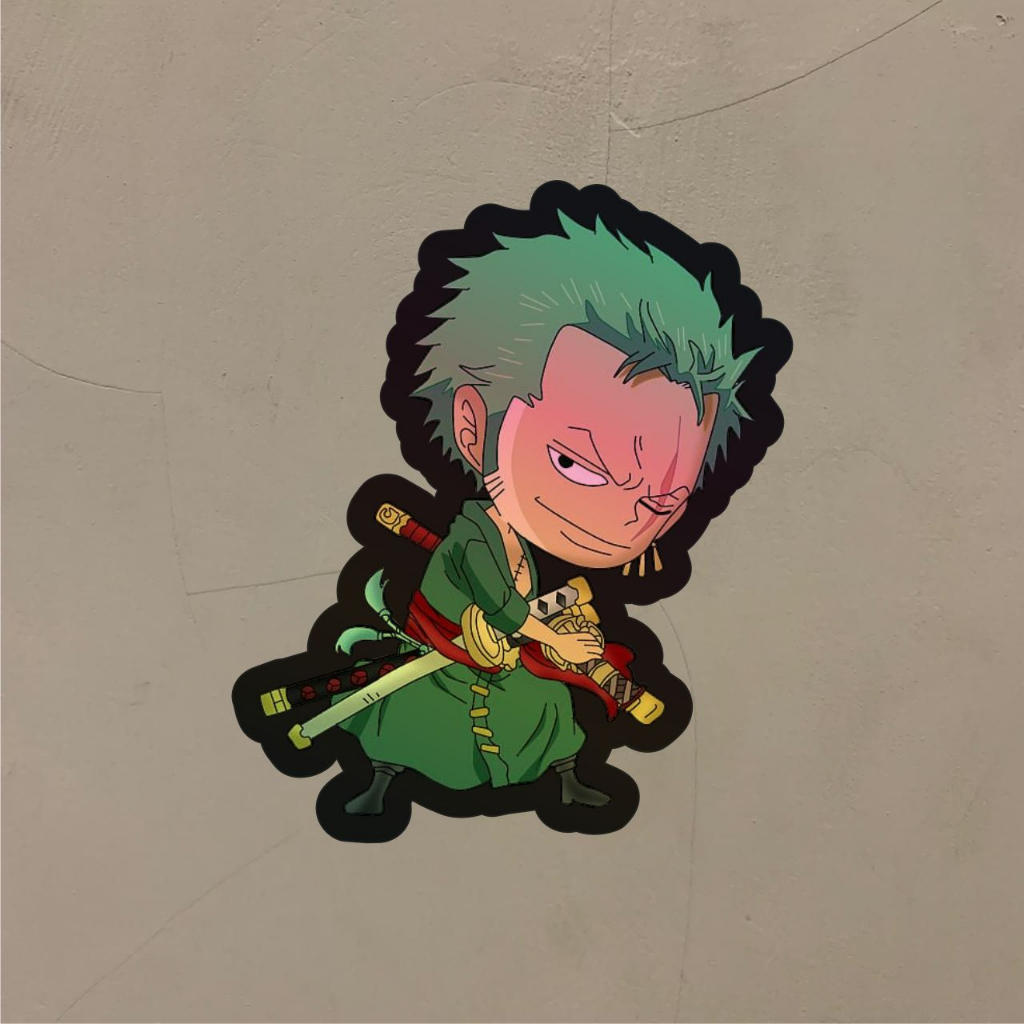 

Stiker Anime Hologram Zoro One Piece 1 Case Hp dan Laptop 7 Cm
