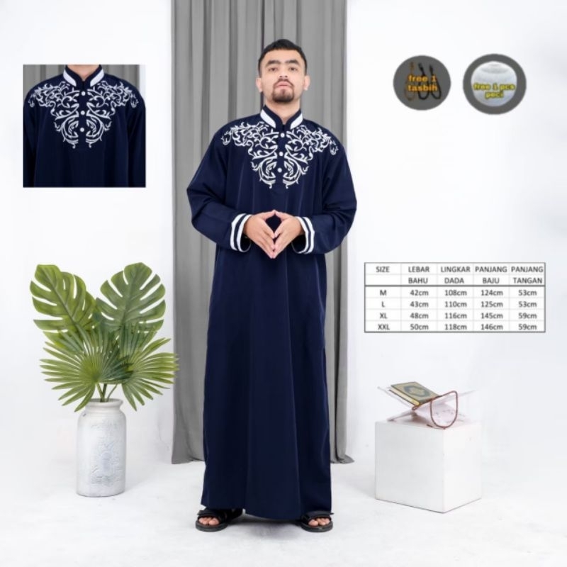 Jubah gamis bordir dewasa-jubah bordir-gamis bordir-pakaian muslim pria