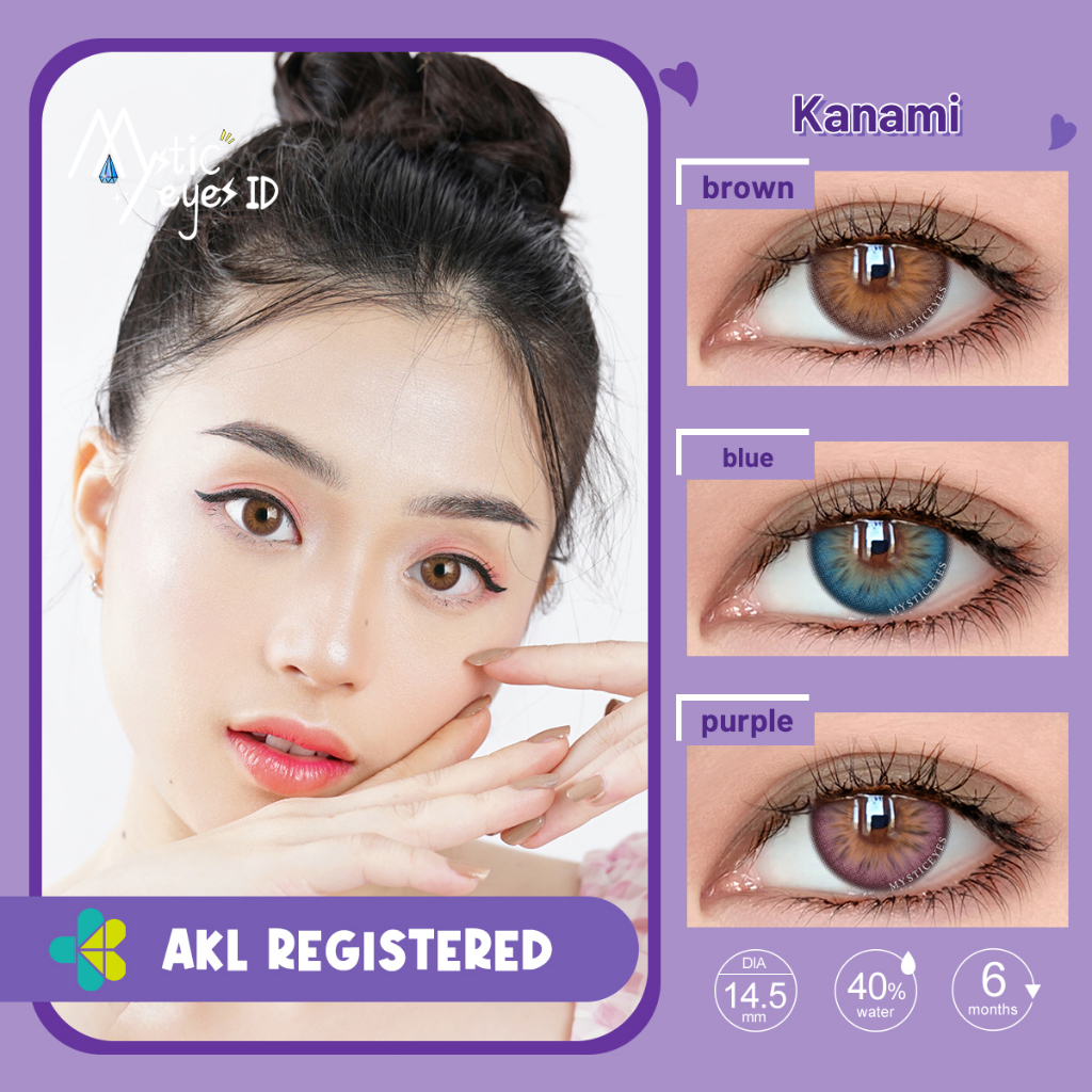 SOFTLENS KANAMI SERIES BROWN BLUE  PURPLE COLORED LENSES lensa kontak warna 14.5MM NORMAL