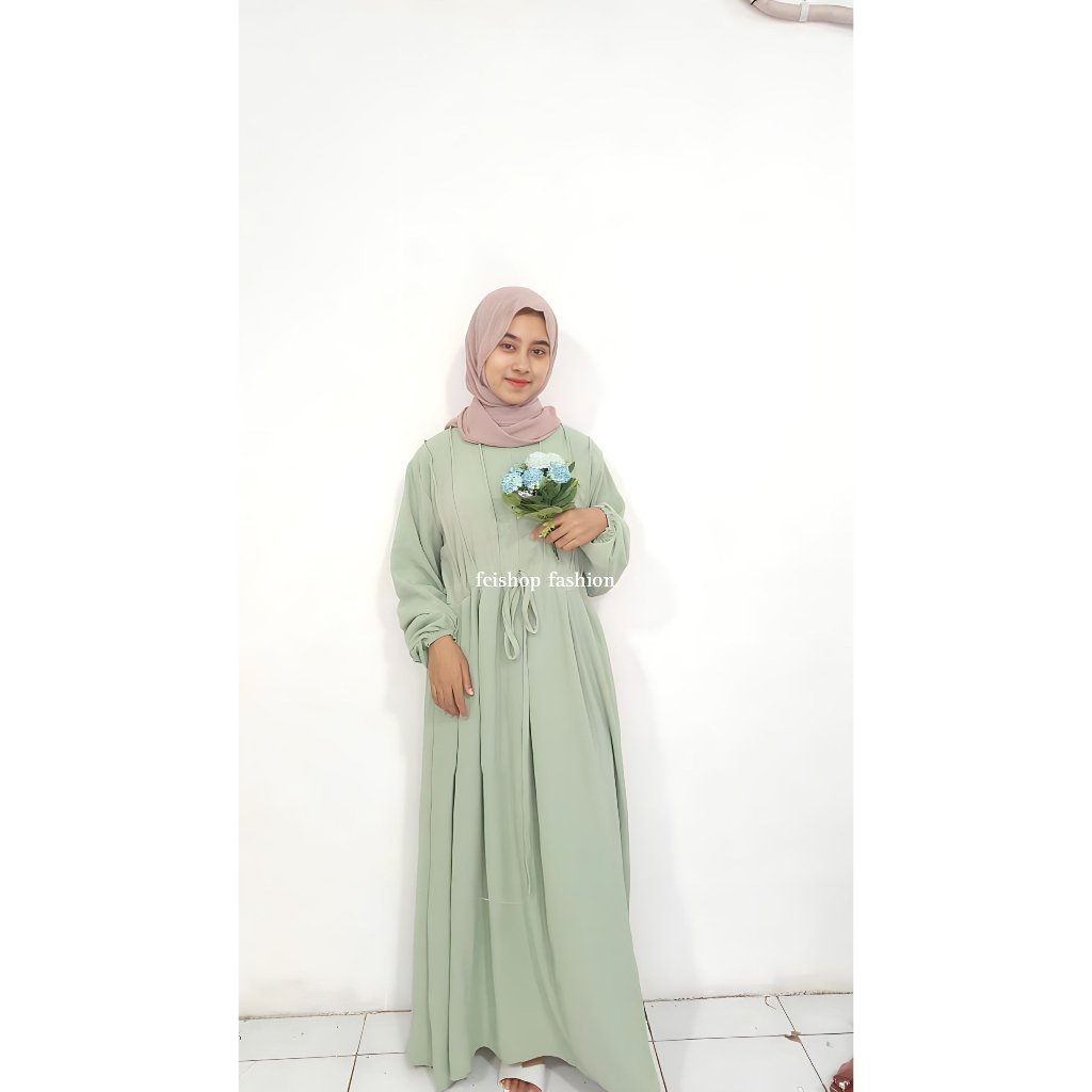 Melia Dress Gamis Polos Crinkle Airflow Gamis Busui