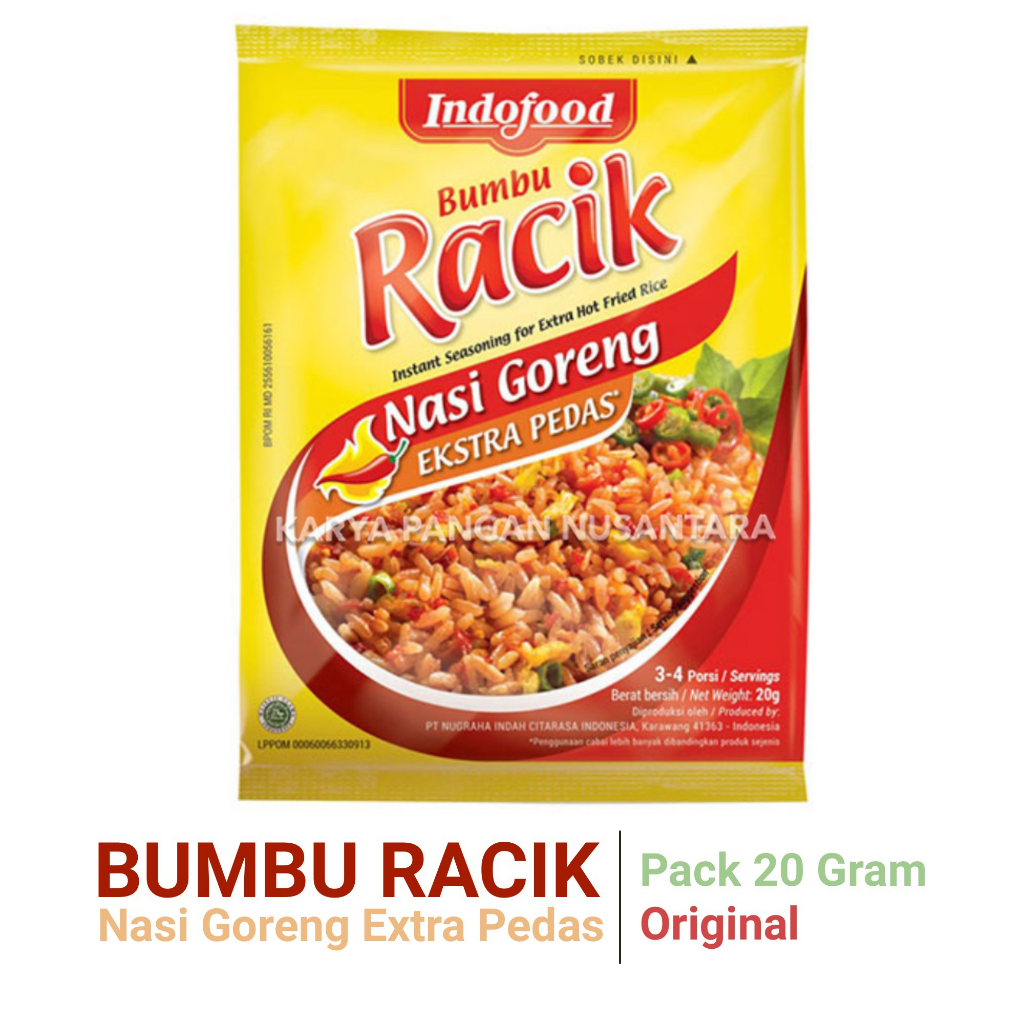 

BUMBU RACIK NASI GORENG EXTRA PEDAS INDOFOOD BUMBU INSTANT RACIK 20 GR