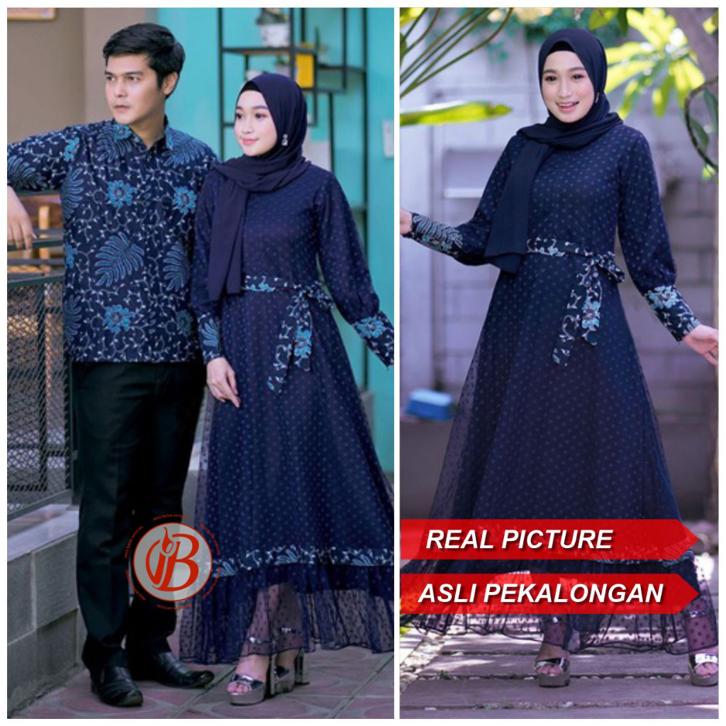Gamis Couple Modern Baju Couple Pasangan Dress Brokat Luna Series Terbaru 2022