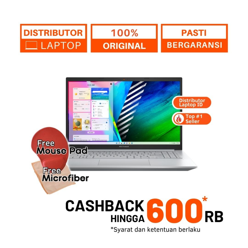 LAPTOP ASUS VIVOBOOK PRO 15 M3500QC / RYZEN 9 5900HX RTX 3050 / RAM 16GB 512GB SSD / 15 INCH FHD OLED / WINDOWS 11 OHS - CICILAN 0%