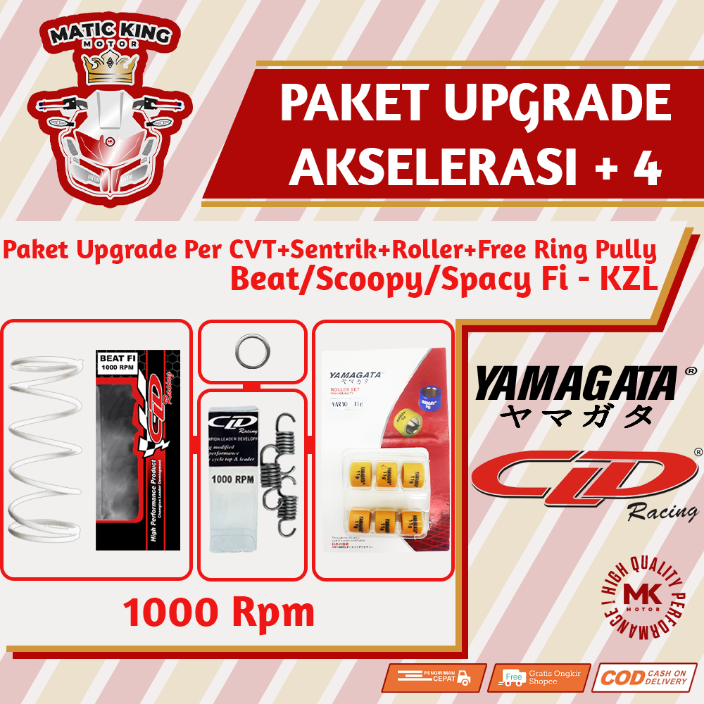 Paket Upgrade Per CVT + Sentrik + Roller Honda Scoopy Beat Genio Deluxe Vario Spacy Karbu Fi ESP 110 YAMAGATA CLD 1000/1500 RPM