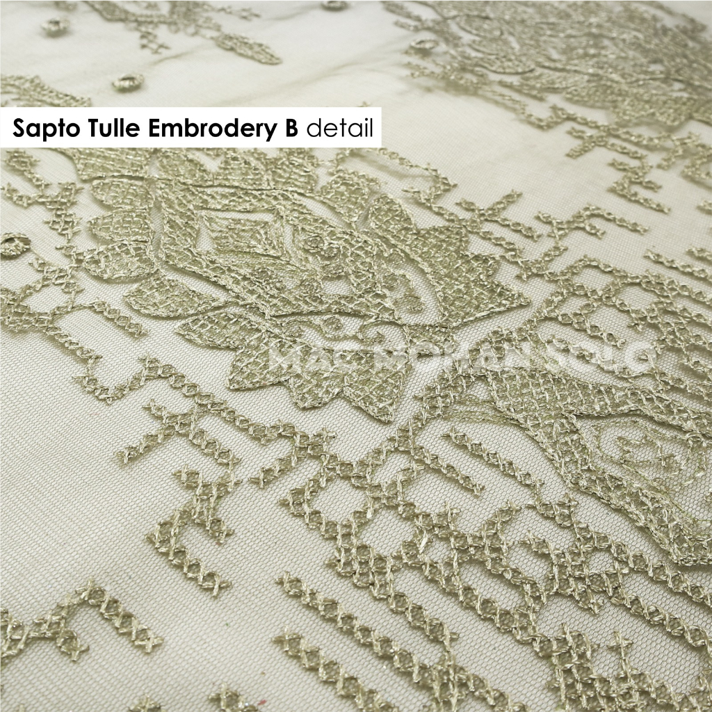 [NEW ARRIVAL] SAPTO TULLE ETHNIC EMBRODERY WITH EXCLUSIVE BORDIR FOR WEDDING DRESS TILE KEBAYA PER 0.5M NEW DESIGN