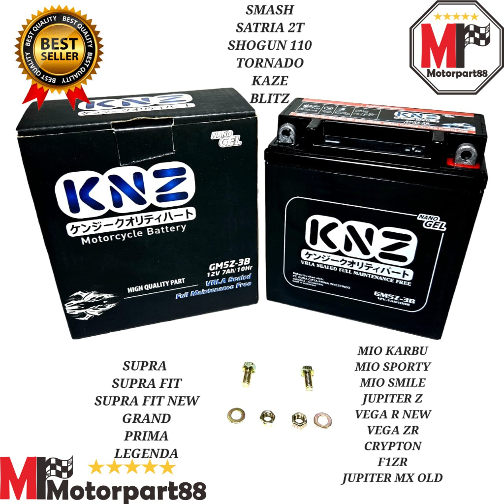 AKI KERING KNZ NANO GEL GM5Z - 3B 12V MIO JUIPTER SUPRA SMASH VEGA ZR