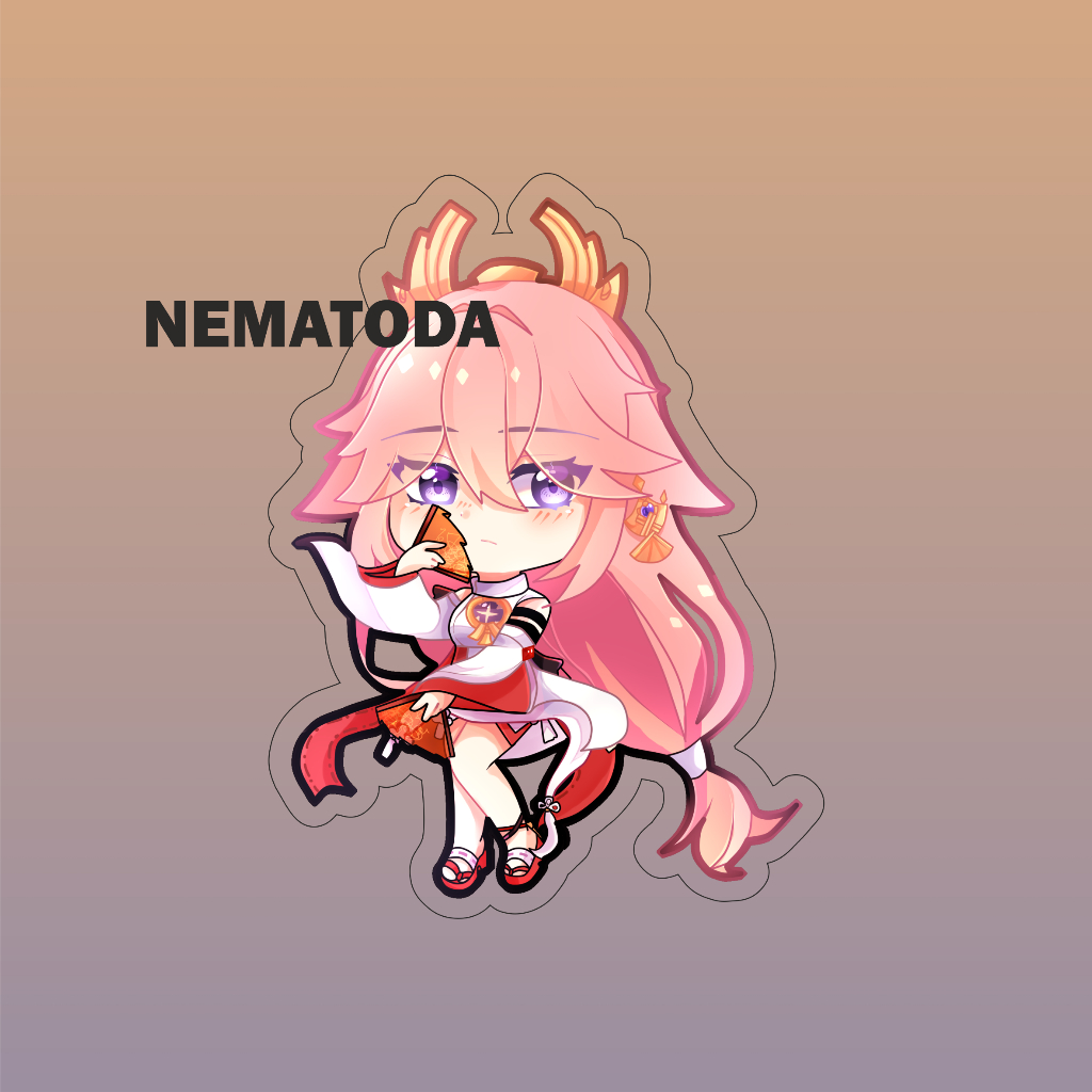 Gantungan Kunci Anime Game Genshin Impact Yae Miko - Keychain Genshin Impact Yae Miko